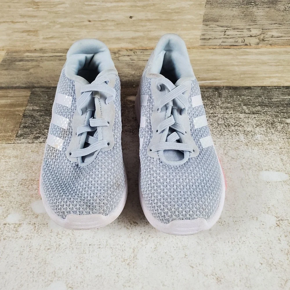 Adidas Racer TR 2.0 Kids Shoes Sz 9 Running Gray White Pink Lace Up Sneakers